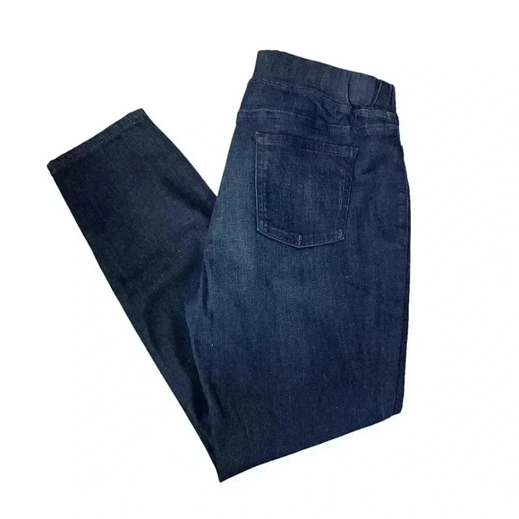 Eileen Fisher Jean Pants Size Medium Petite MP Dark Wash Elastic Waist Mid Rise - Picture 1 of 9